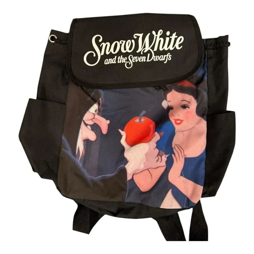 Disney Snow White SevenโDwarfs Backpack Black Canvas Drawstring Backpack